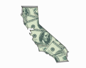 California CA Money Map Cash Economy Dollars 3d Illustration